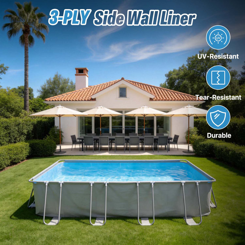 JolyDale 18Ft Grey U-Shaped Frame Pool With Pump & Reviews | Wayfair